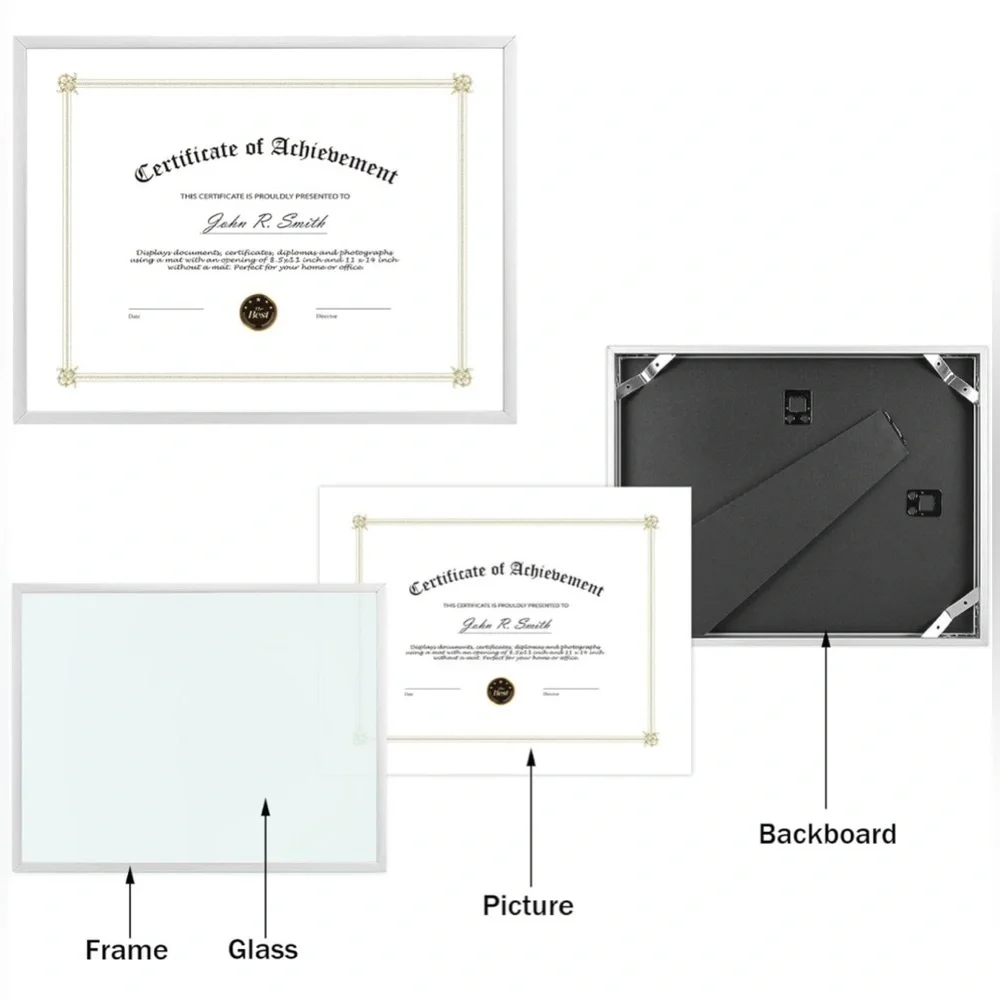Golden State Art 8.5x11 Aluminum Certificate Diploma Frame 8.5 x 11 Silver